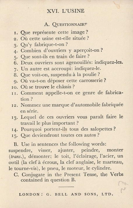 PC Bell's French Lesson Cards II-XVIb